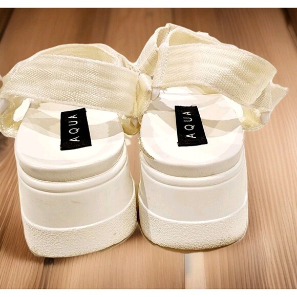 Aqua Women's Cream Strappy Sandals Platform size 7'comfort Summer Everyday wear - Picture 3 of 6